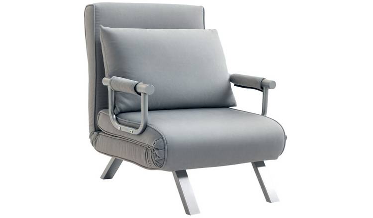 HOMCOM Single Faux Suede Click Clack Chair Bed – Light Grey