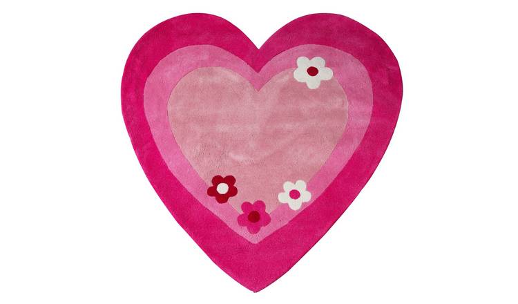 Orsina Pink Kids Love Heart Rug - 100 x 100cm