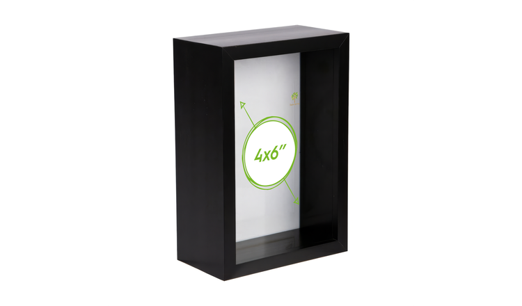 Nicola Spring 3D Deep Box Photo Frame - 4x6" - Black