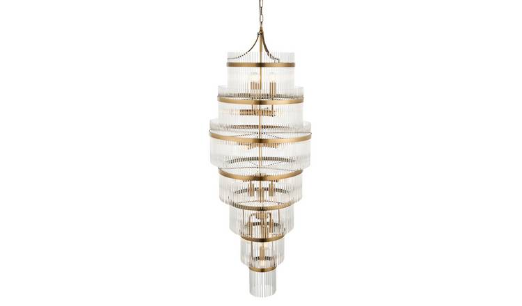 Loops Direct 21-Light Steel Glass Pendant Light - Antique Brass