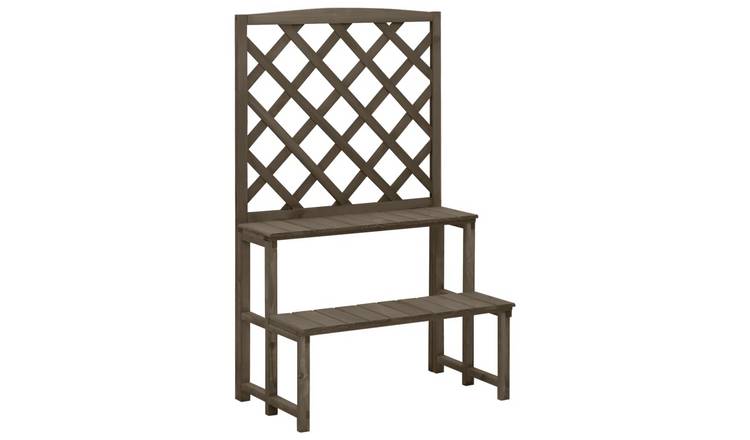 Walplus Solid Fir Wood Plant Stand - Grey - 70 x 42 x 115 cm