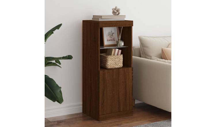 Walplus LED Engineered Wood Sideboard - Brown Oak - 41 x 37 x 100 cm