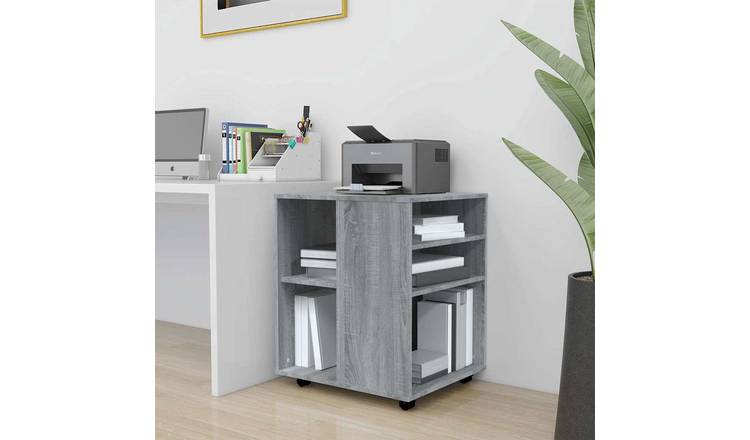 Walplus Engineered Wood Lockable Rolling Cabinet - Grey Sonoma - 60 x 53 x 72 cm
