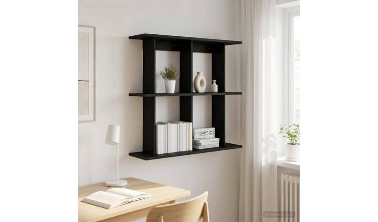 Walplus Engineered Wood Wall Shelf - Dark Oak - 80 x 20 x 75 cm