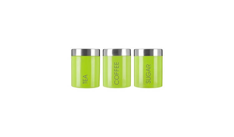 Orsina Liberty Enamel Tea Coffee and Sugar Canister Set – Lime Green