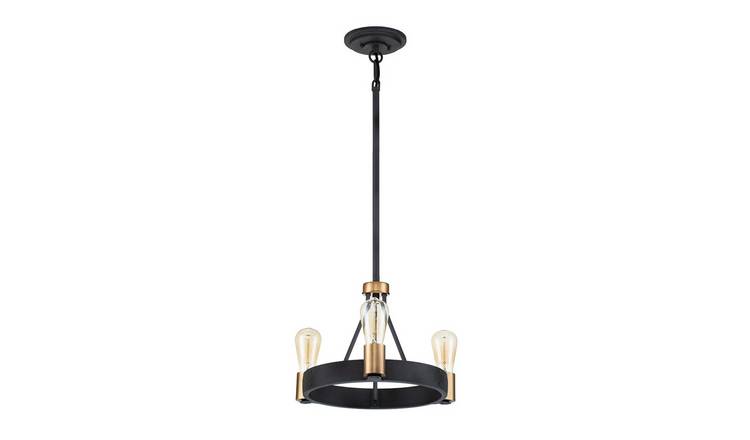 Elstead Hinkley 3 Arm Pendant Light - Aged Zinc & Heritage Brass