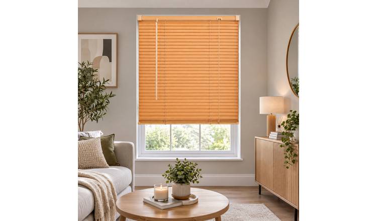 Furnished Teak Wood Effect Venetian Blind 25mm Slat - 145 x 210cm