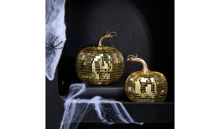 OHS 2 Pack Autumn Pumpkin Disco Balls - Gold