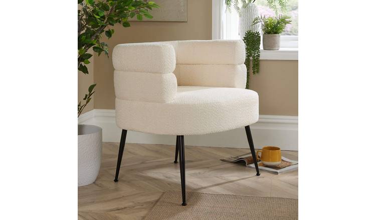 Home Source Teddy Fur Boucle Accent Chair - Cream