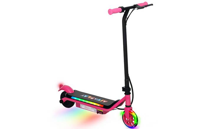 AIYAPLAY Ages 6 to 14 Dual Brakes Light Up Electric Scooter – Pink