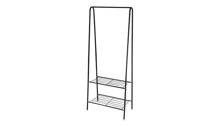 Living and Home 152cm Freestanding Clothes Rail with Shelves - Black/White