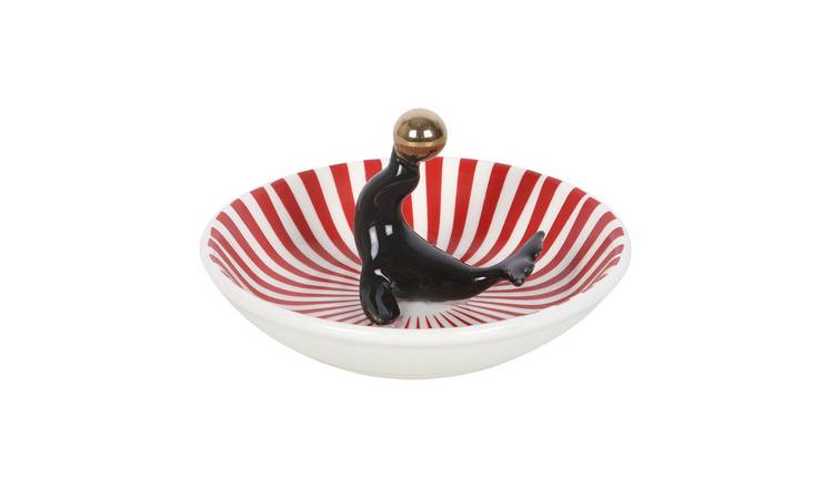 Something Different Circus Seal Trinket Dish - Red & White & Black
