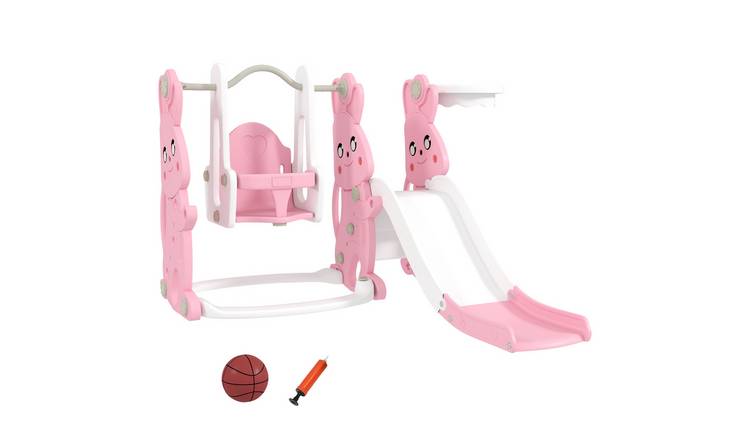 AIYAPLAY 4 in 1 Indoor Outdoor Kids Swing Set - Pink