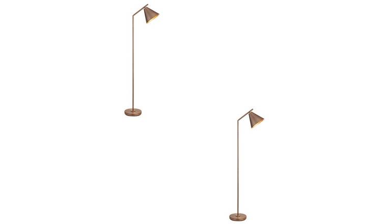 Loops Direct Pack of 2 Antique Bronze Floor Lamp - Brushed Antique Bronze