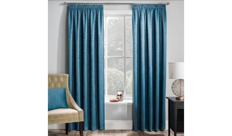 Enhanced Living Matrix Pencil Pleat Thermal Curtains - 117 x 137cm - Teal