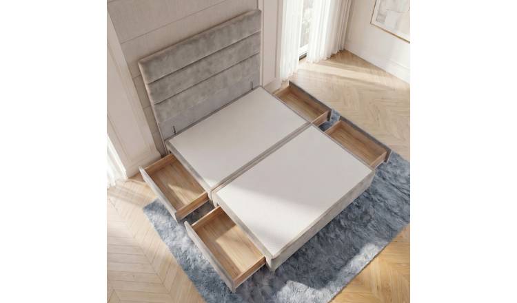 Somnior Regent Velvet Super King 4 Drawer Divan Bed 54" Headboard - Silver