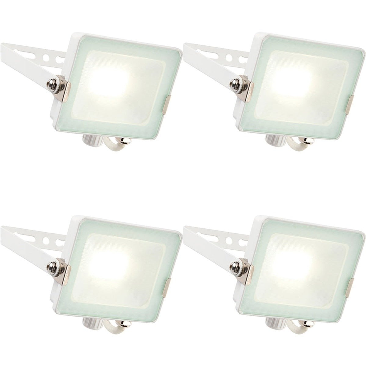 Loops Direct Pack of 4 20W Die Cast Aluminium LED Floodlight - Matt White - Image 1