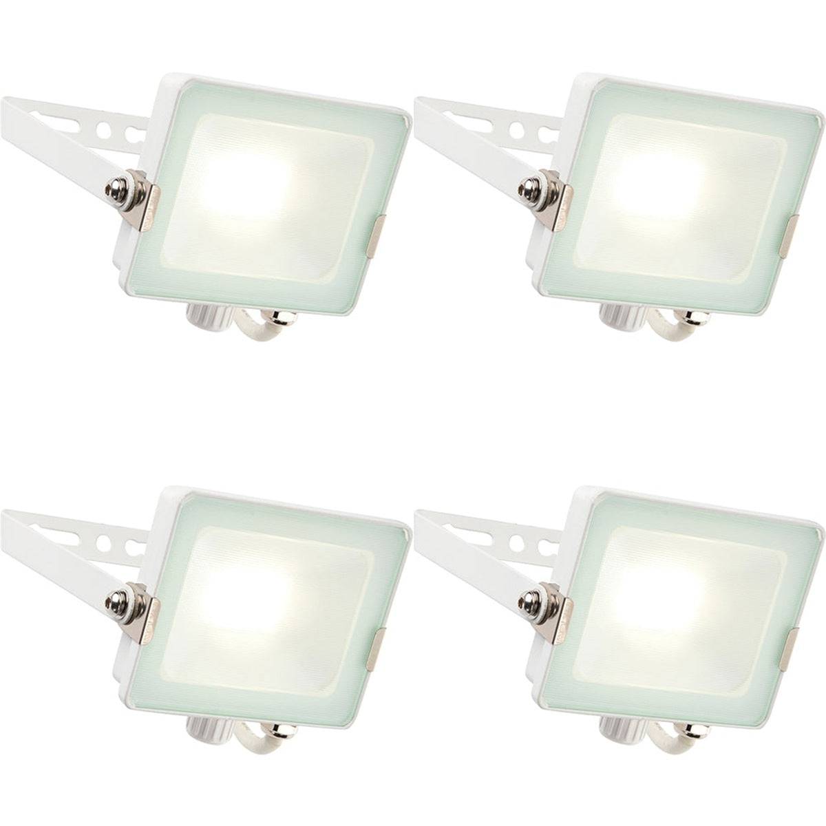Loops Direct Pack of 4 20W Die Cast Aluminium LED Floodlight - Matt White - Image 1