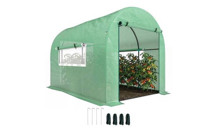 Outsunny Steel UV Resistant Polytunnel Greenhouse with PE Cover - Green