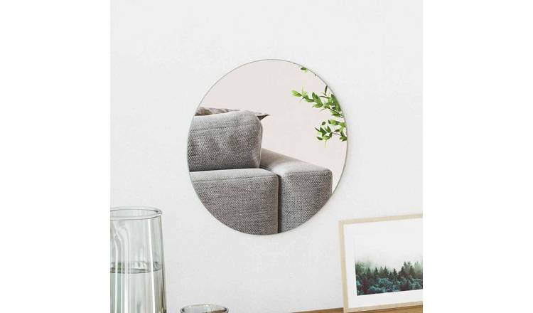Walplus Round Tempered Glass Wall Mirror - Silver - 30 x 30 cm