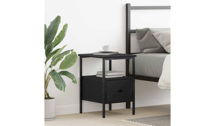 Walplus 1 Drawer Engineered Wood Bedside Cabinet - Dark Oak - 34 x 36 x 50 cm