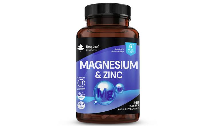 New Leaf Magnesium & Zinc Supplements 516mg - 365 Tablets