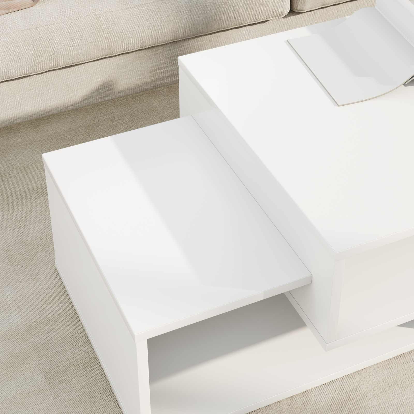 Walplus Engineered Wood Coffee Table - White - 105 x 50 x 32.5 cm - Image 3