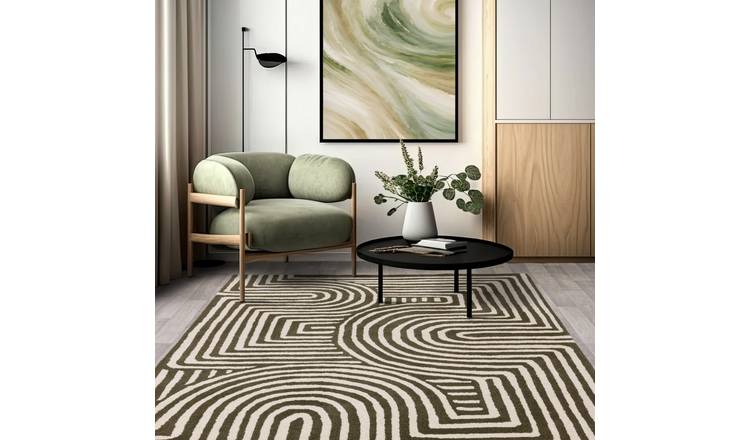 Mega Flooring Green Handmade Abstract Rug - 120 x 170cm