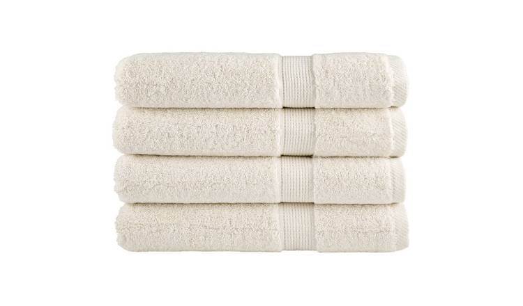 Walplus Pack of 4 Cotton Towels - Cream - 100 x 200 cm