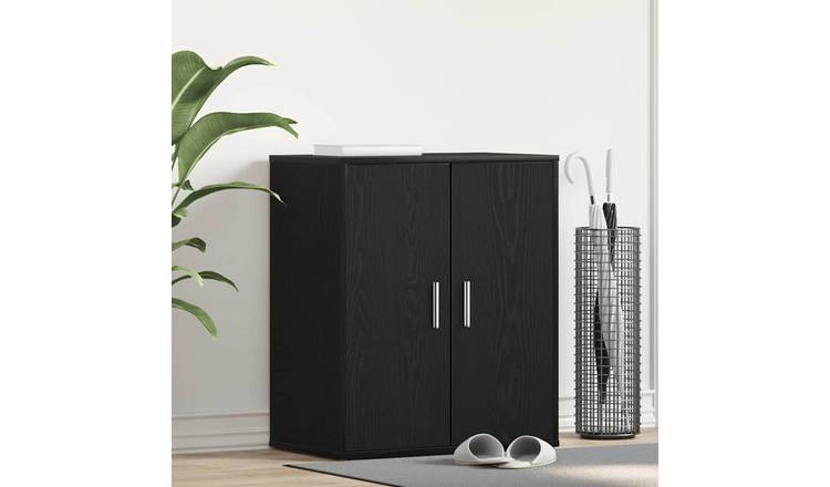 Walplus Engineered Wood Shoe Cabinet - Black Oak - 60 x 35 x 70 cm