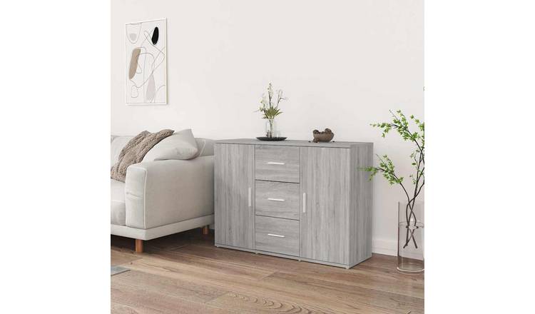 Walplus Engineered Wood Sideboard - Grey Sonoma - 91 x 29.5 x 65 cm