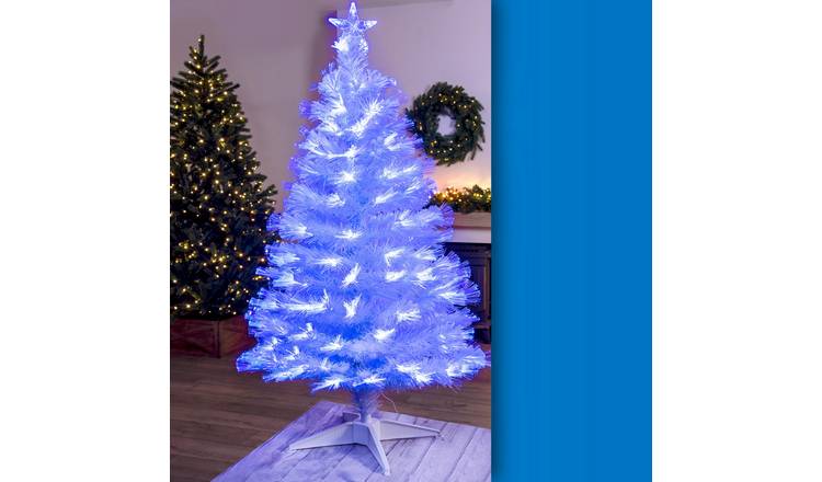 Christmas Tree World 4ft White Blue Ripple Effect Fibre Optic Tree