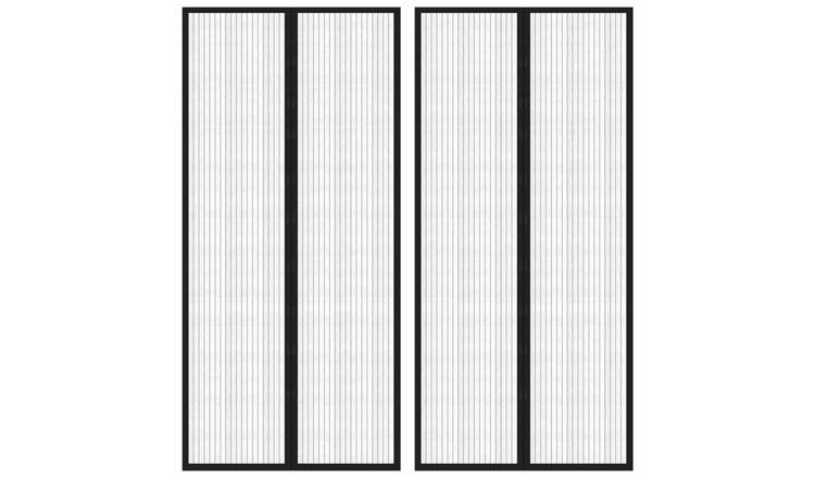 Walplus Pack of 2 Polyester Insect Door Screen - Black - 220 x 110 cm