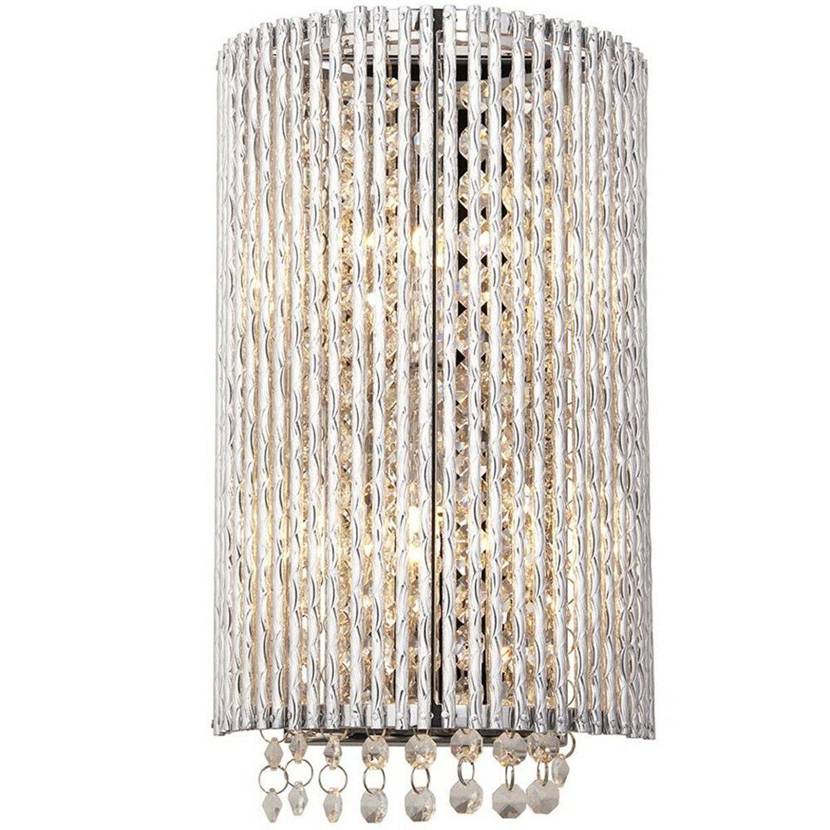 Loops Direct Steel and Aluminium Alloy Wall Light - Chrome and Clear Crystal - Image 1
