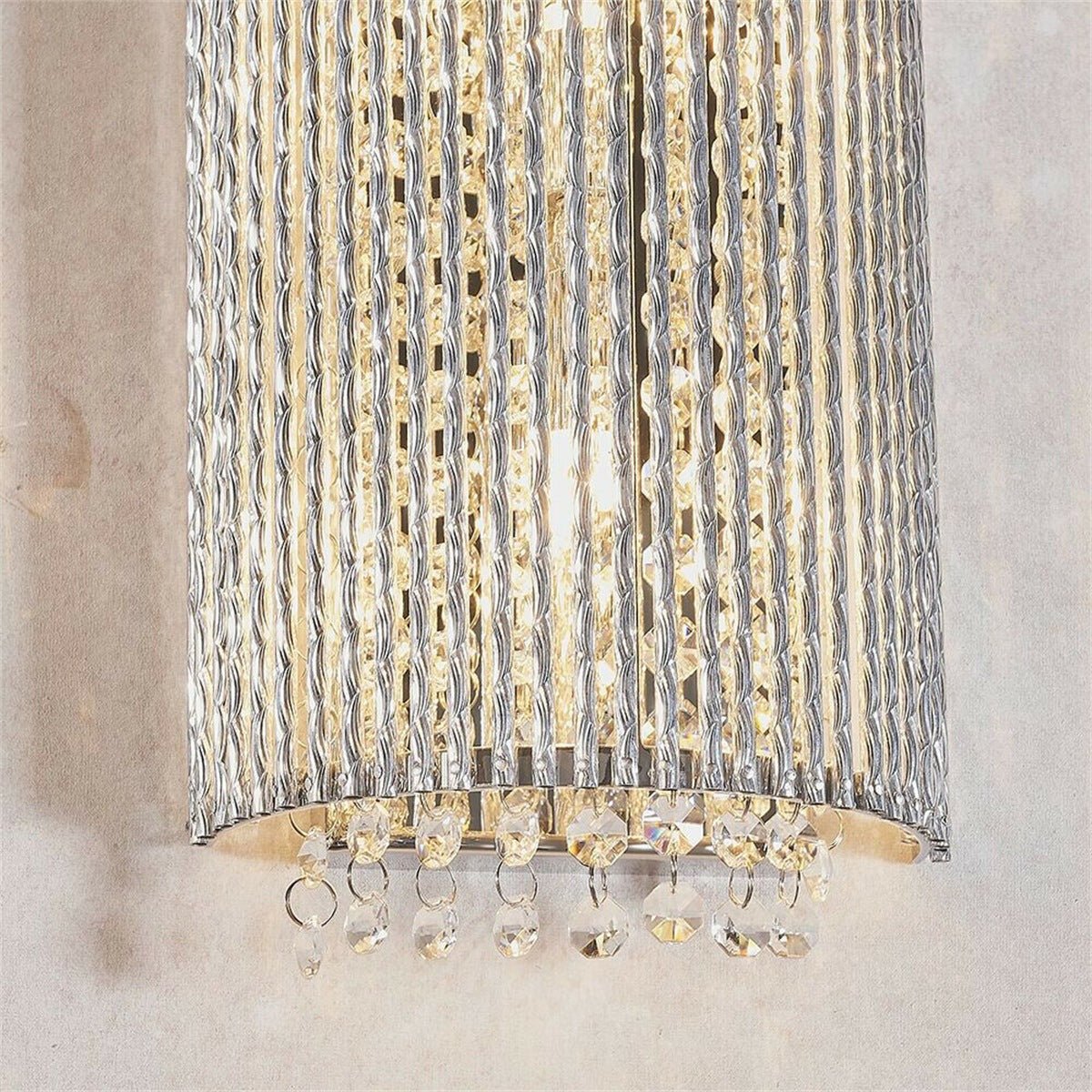 Loops Direct Steel and Aluminium Alloy Wall Light - Chrome and Clear Crystal - Image 3