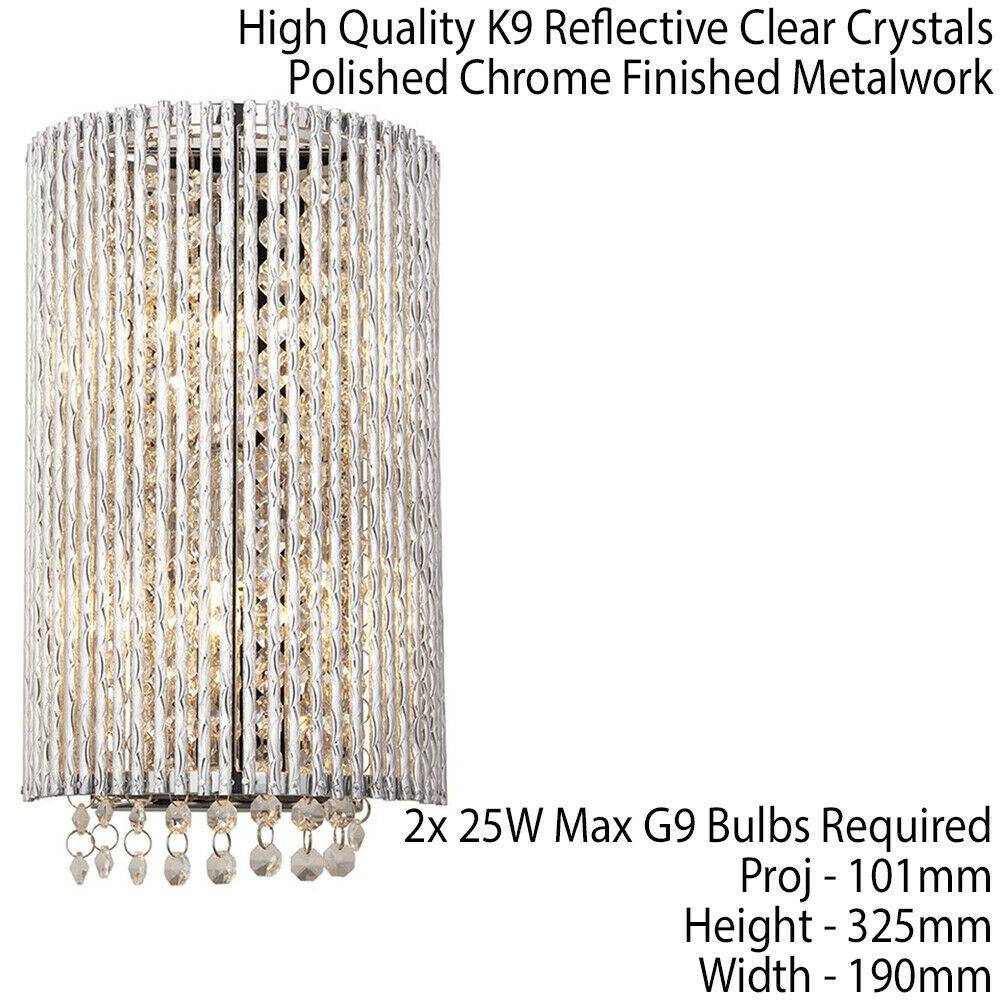 Loops Direct Steel and Aluminium Alloy Wall Light - Chrome and Clear Crystal - Image 4