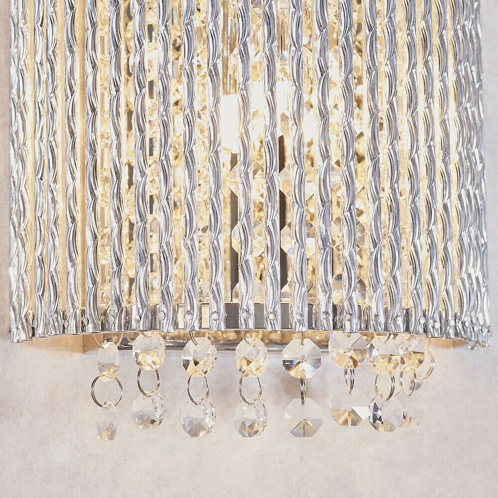 Loops Direct Steel and Aluminium Alloy Wall Light - Chrome and Clear Crystal - Image 6