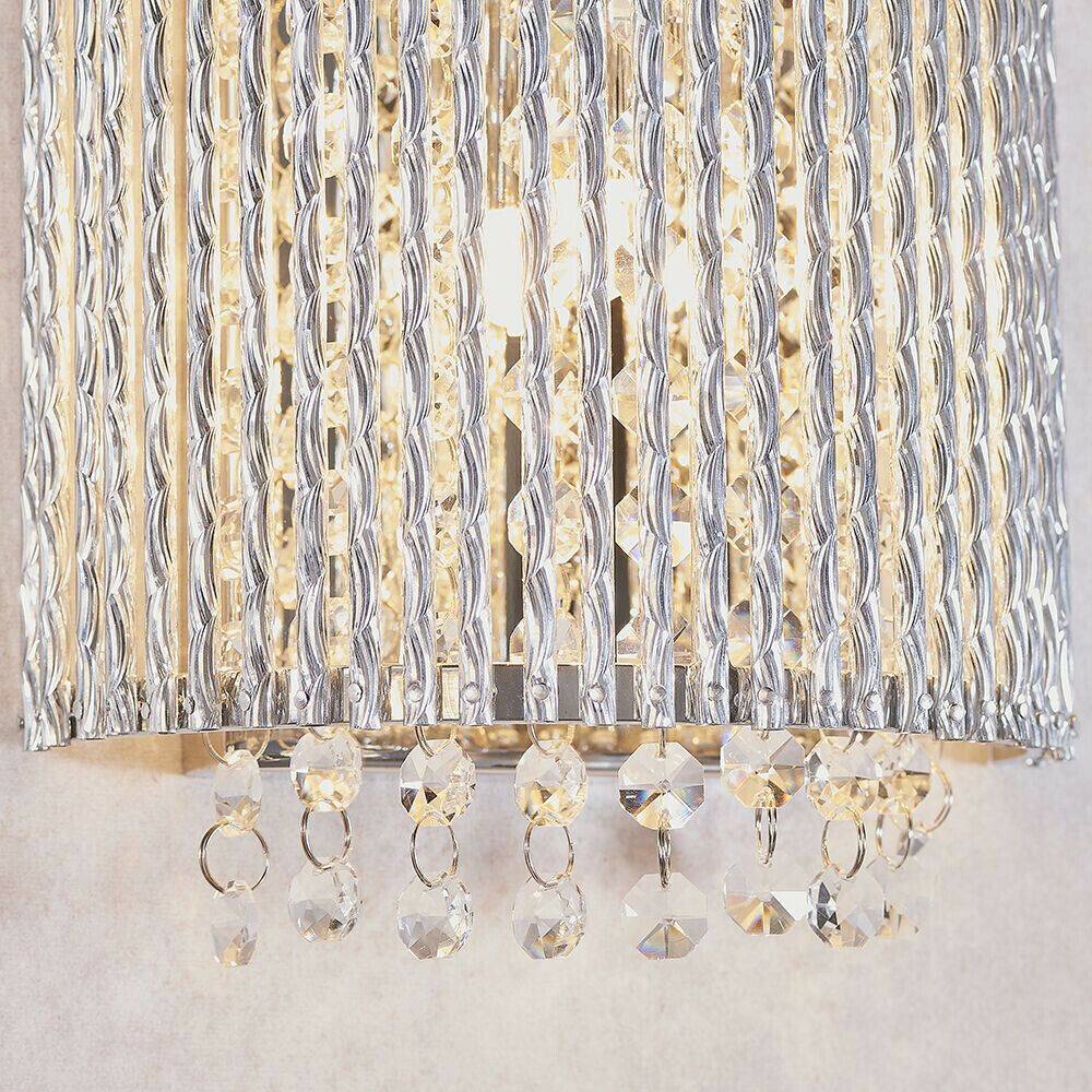 Loops Direct Steel and Aluminium Alloy Wall Light - Chrome and Clear Crystal - Image 6