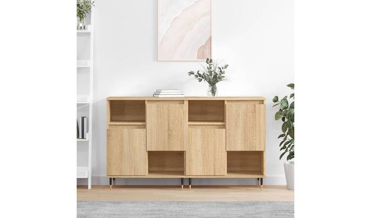 Walplus Pack of 2 Engineered Wood Sideboard - Sonoma Oak - 120 x 35 x 70 cm