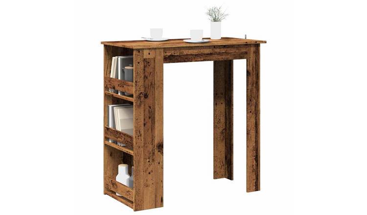 Walplus Bar Table with Storage Rack - Old Wood - 100 x 50 x 103.5 cm