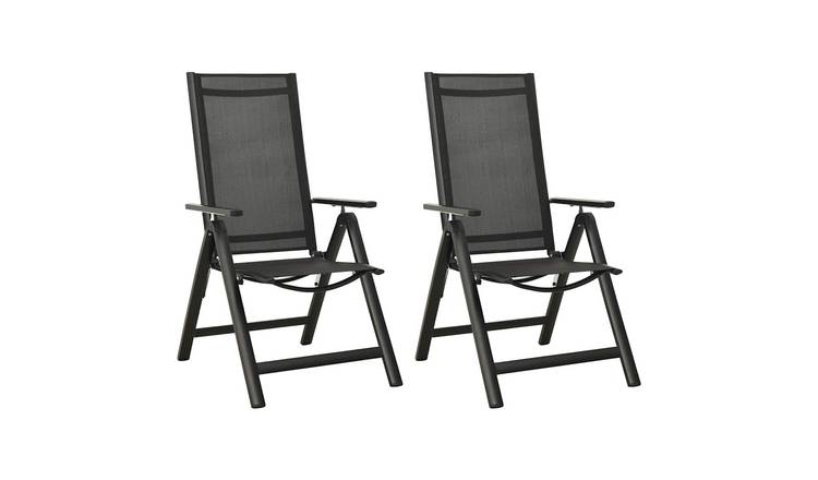 Walplus Pack of 2 Aluminium Textilene Folding Chairs - Black