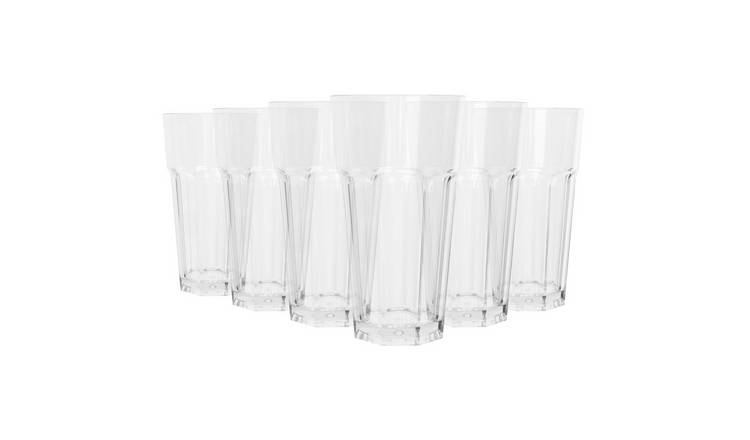 Argon Tableware Reusable Plastic Highball Glasses - 580ml - Pack of 6