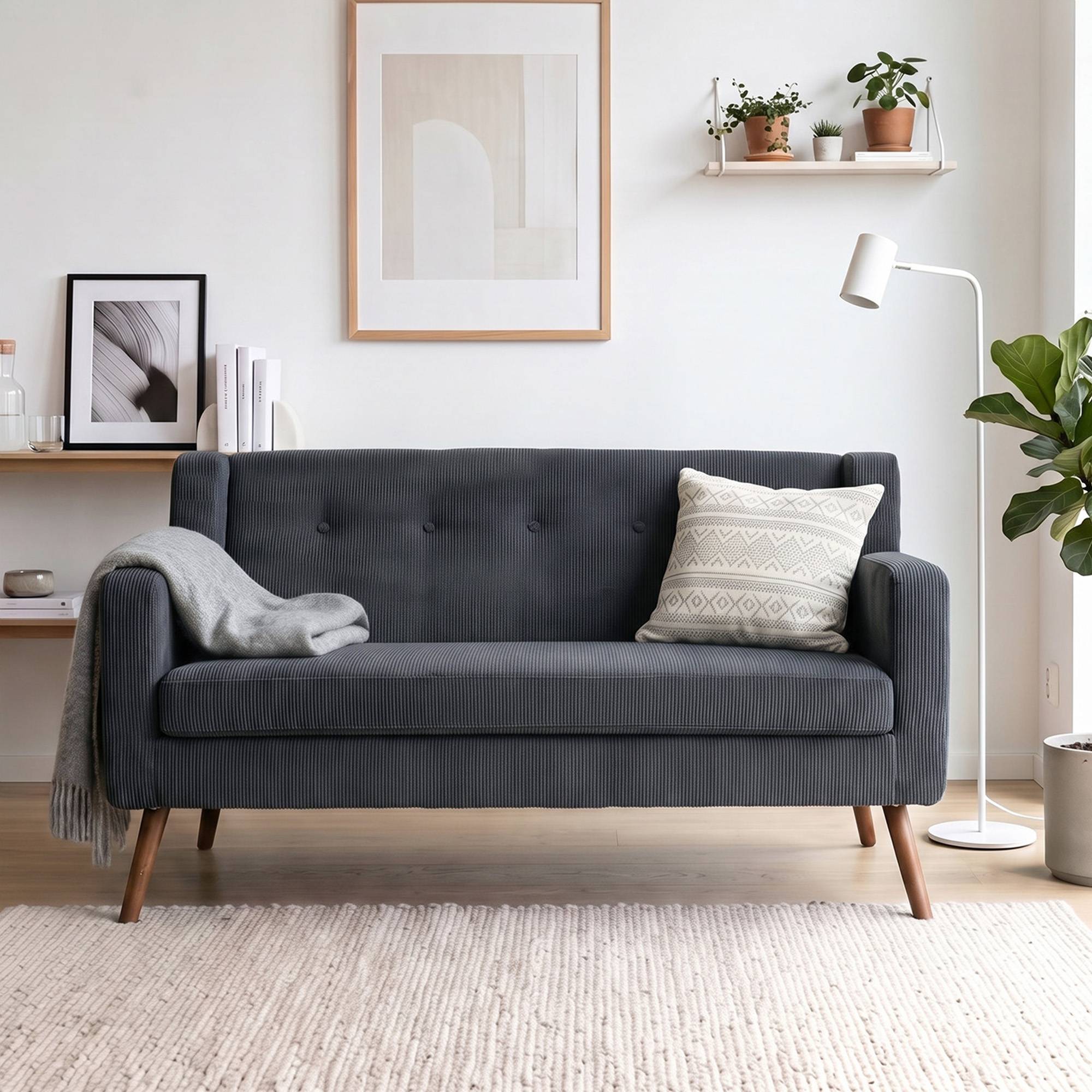 HOMCOM 2 Seater Compact Tufted Loveseat Sofa - Dark Grey - Image 5
