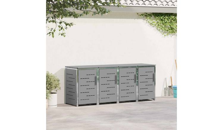 Walplus Stainless Steel Wheelie Bin Store - Grey - 276 x 77.5 x 112.5 cm