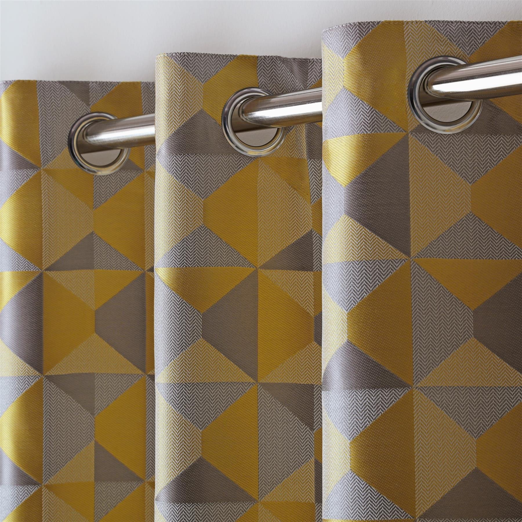 Luxury Living Nordic Lined Eyelet Curtains 117cm x 183cm - Yellow - Image 2