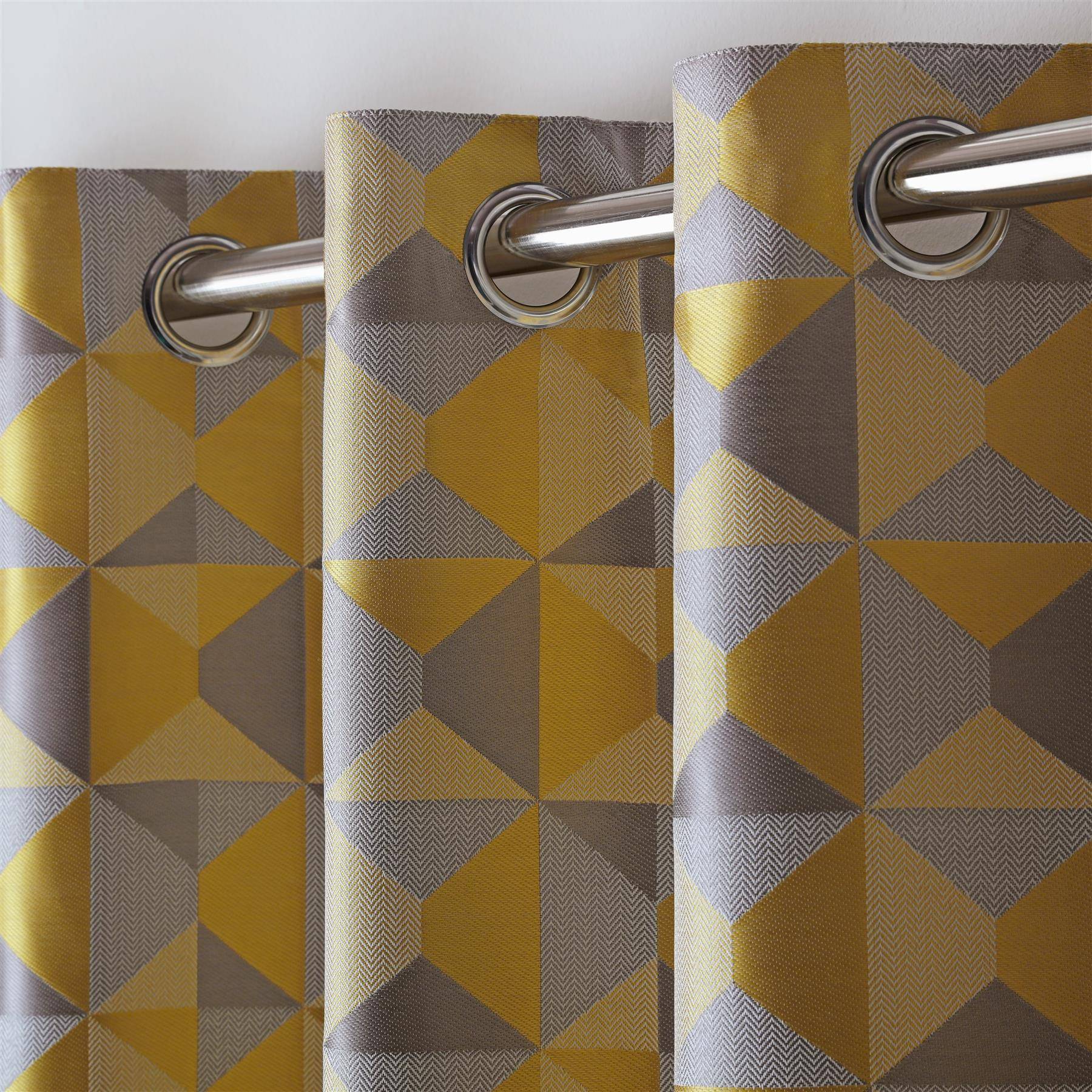 Luxury Living Nordic Lined Eyelet Curtains 117cm x 183cm - Yellow - Image 2