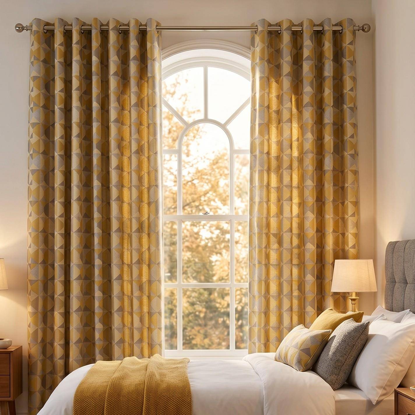Luxury Living Nordic Lined Eyelet Curtains 117cm x 183cm - Yellow - Image 3