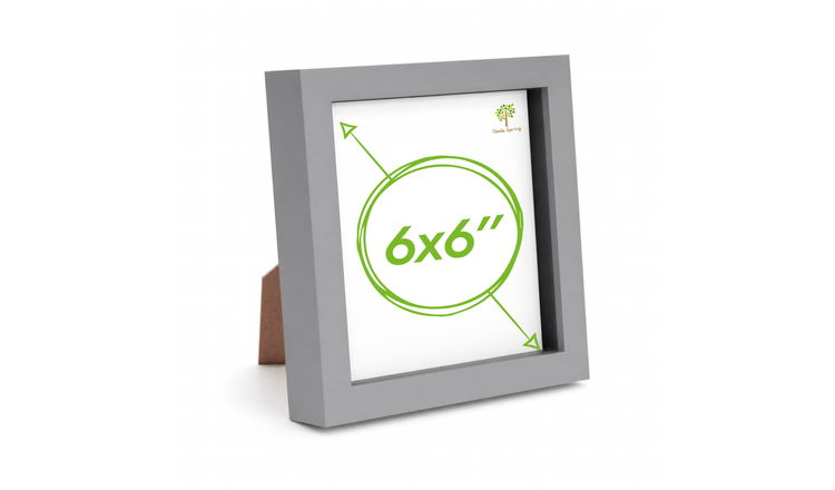 Nicola Spring 3D Box Photo Frame - 6 x 6" - Grey