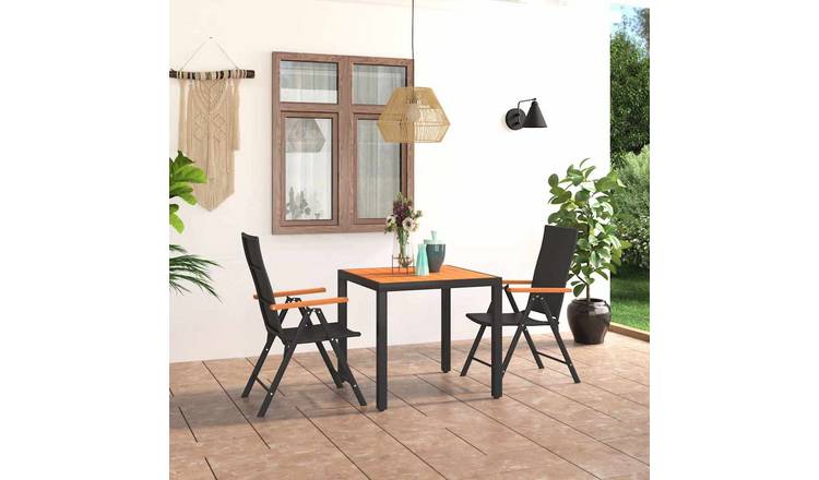 Walplus Poly Rattan Dining Set - Black - 79 x 79 x 74 cm
