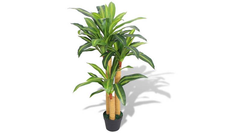 Walplus Artificial Dracaena Plant with Pot - Green and Yellow - 100 cm